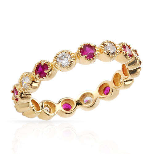 ETERNITY RING WITH CUBIC ZIRCONIA AND SIMULATED GEMS, US SIZE 7, CRAFTED IN STERLING SILVER